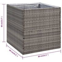 Fioriera da Giardino Grigia 80x80x80 cm in Polyrattan cod mxl 48862