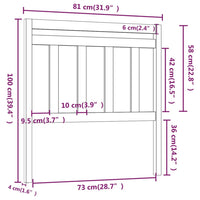 Testiera per Letto 81x4x100 cm in Legno Massello di Pino 814069