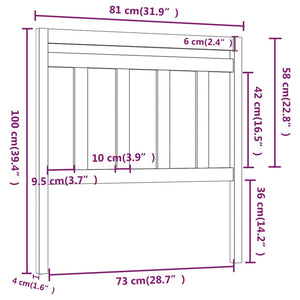 Testiera Letto Bianca 81x4x100 cm in Legno Massello di Pino 814070