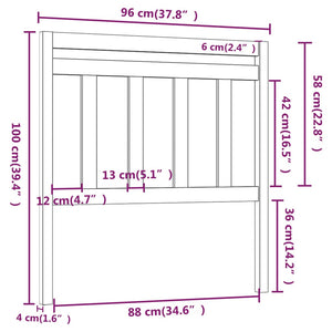 Testiera per Letto Bianca 96x4x100 cm in Legno Massello di Pino cod mxl 51375