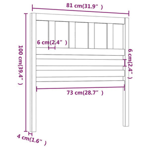 Testiera per Letto Bianca 81x4x100 cm in Legno Massello di Pino 814120