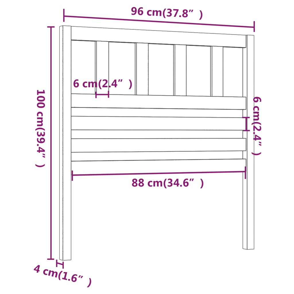 Testiera per Letto ambra 96x4x100 cm in Legno di Pino 814127