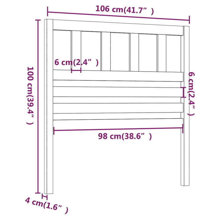 Testiera per Letto Grigia 106x4x100cm in Legno Massello di Pino cod mxl 46868