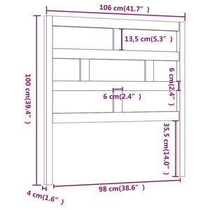 Testiera per Letto ambra 106x4x100 cm in Legno Massello di Pino 814182