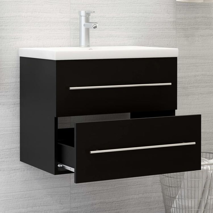 Mobile Bagno con Lavabo Integrato Nero in Truciolato 3099042