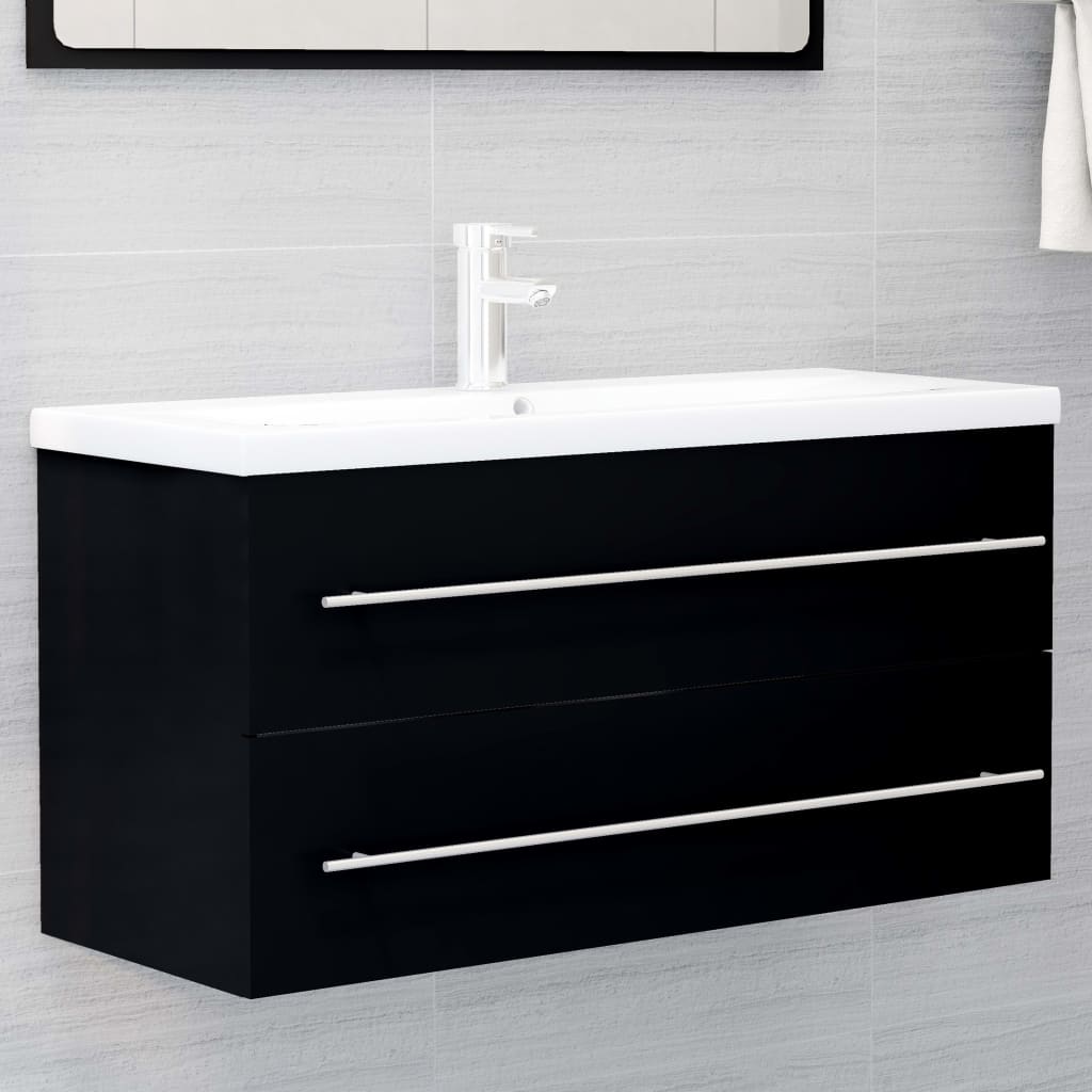 Mobile da Bagno con Lavabo Integrato Nero in Truciolatocod mxl 121465