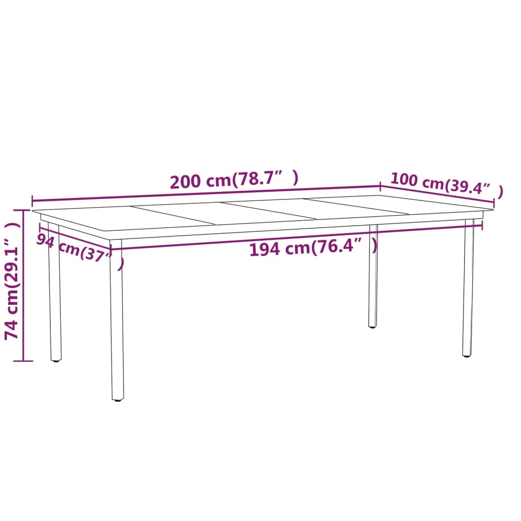 Set da Pranzo per Giardino 7 pz con Cuscini Nero cod mxl 35848