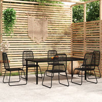 Set da Pranzo per Giardino 7 pz con Cuscini Nero cod mxl 35848