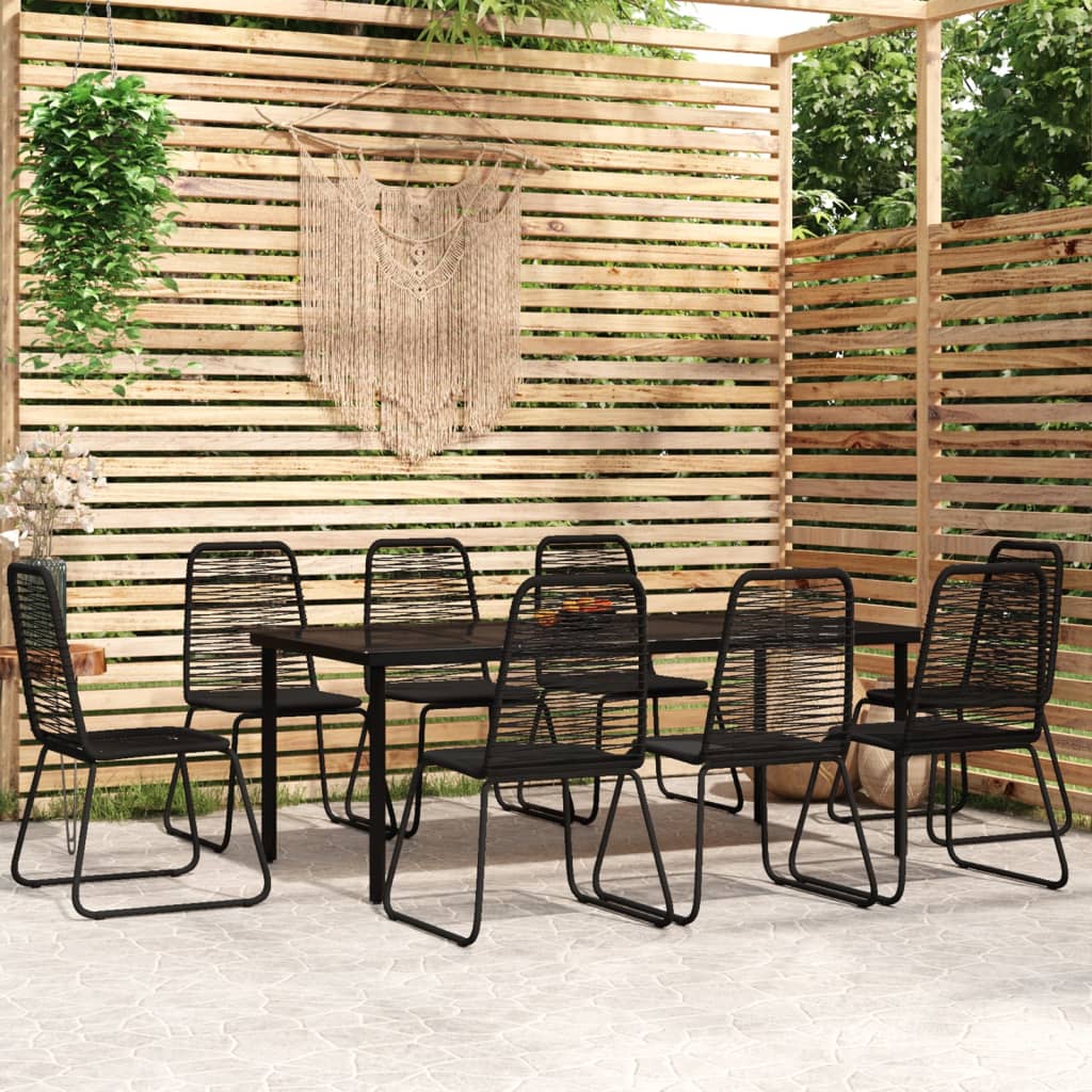 Set da Pranzo per Giardino 9 pz con Cuscini Nero 3099094