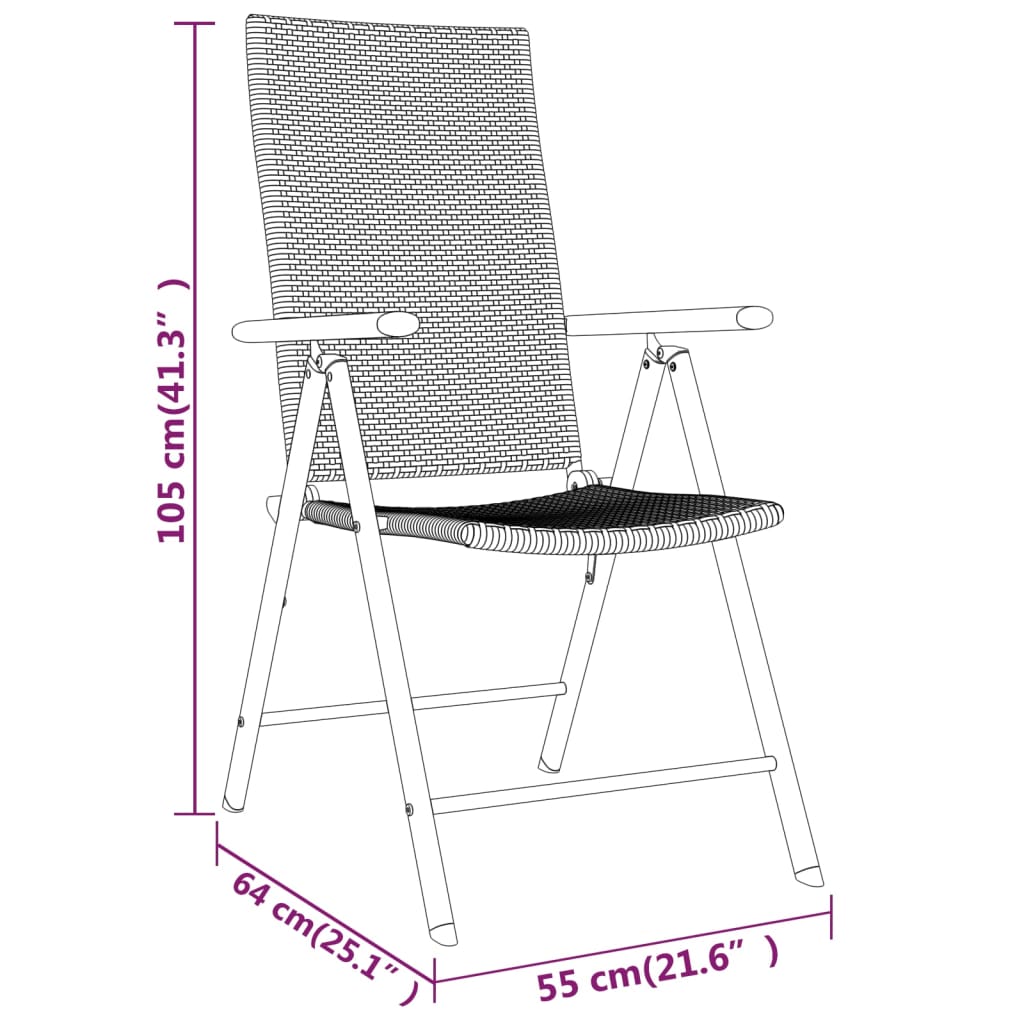 Set Mobili da Pranzo per Giardino 3 pz Nero 3099101