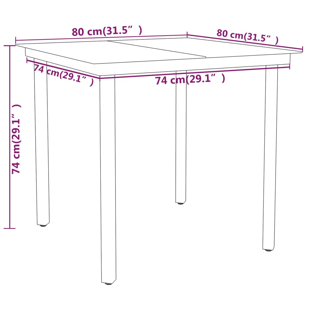 Set Mobili da Pranzo per Giardino 3 pz Nero cod mxl 39859