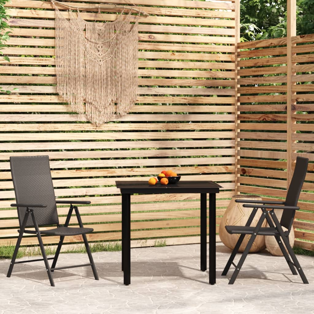 Set Mobili da Pranzo per Giardino 3 pz Nero 3099101