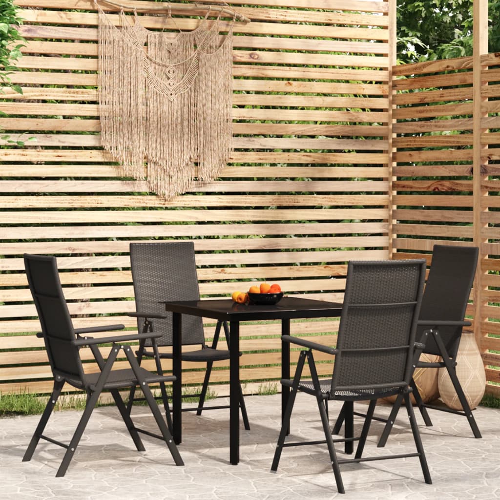 Set Mobili da Pranzo per Giardino 5 pz Nero 3099102