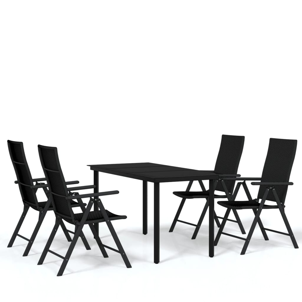 Set Mobili da Pranzo per Giardino 5 pz Nero 3099103