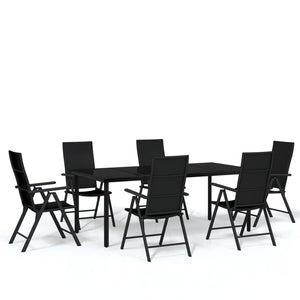 Set Mobili da Pranzo per Giardino 7 pz Nero cod mxl 40928