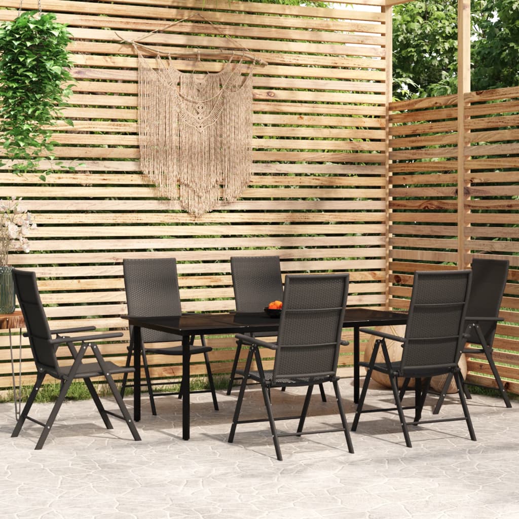 Set Mobili da Pranzo per Giardino 7 pz Nero cod mxl 40928