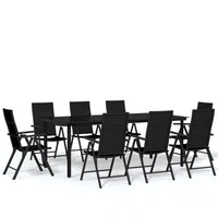 Set da Pranzo per Giardino 9 pz con Cuscini Nero cod mxl 40931