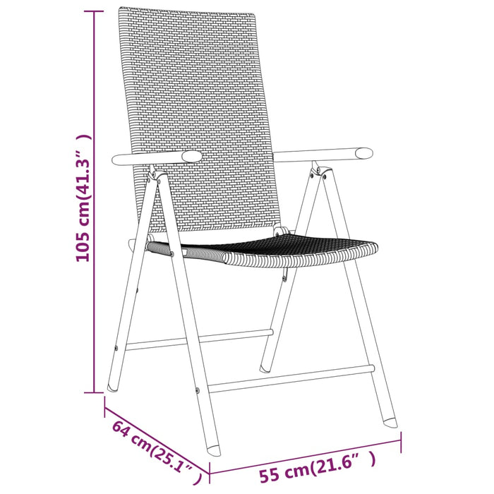 Set Mobili da Pranzo per Giardino 3 pz Nero cod mxl 41010