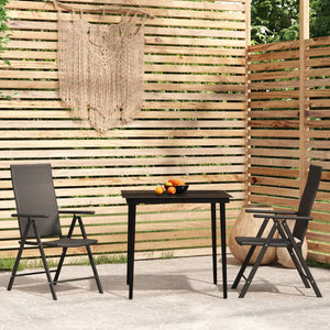 Set Mobili da Pranzo per Giardino 3 pz Nero cod mxl 41010