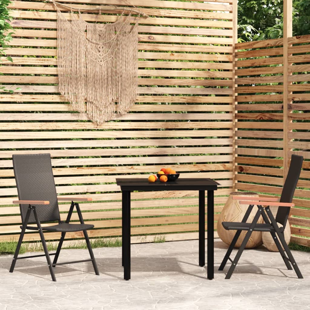 Set Mobili da Pranzo per Giardino 3 pz Nero 3099113