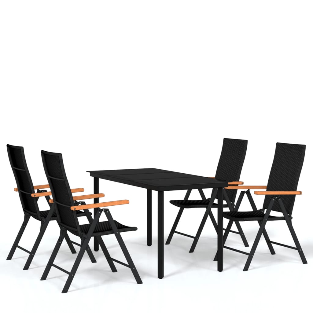 Set da Pranzo da Giardino 5 pz Nero 3099115