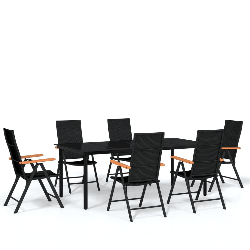 Set Mobili da Pranzo per Giardino 7 pz Nero 3099117