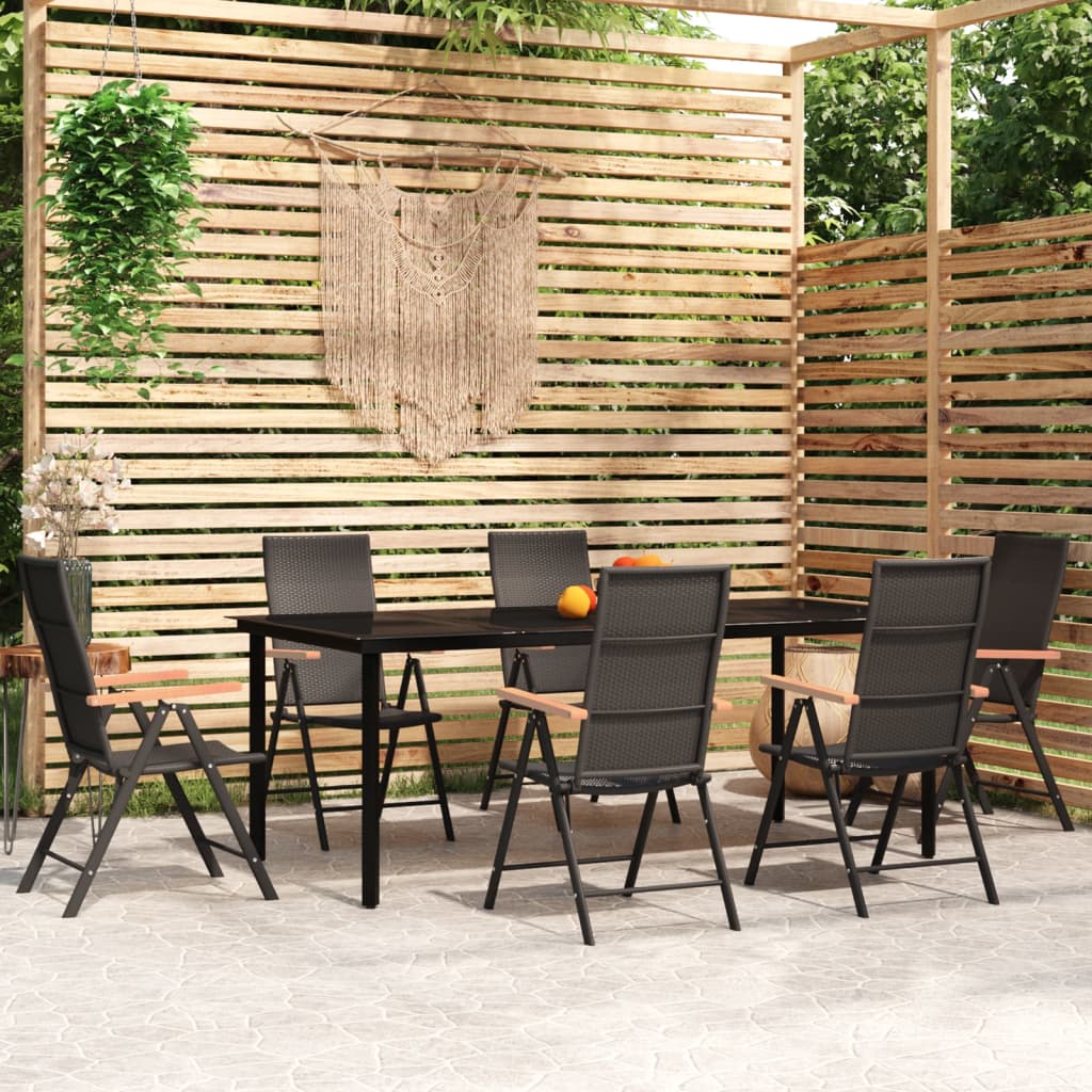 Set Mobili da Pranzo per Giardino 7 pz Nero 3099117