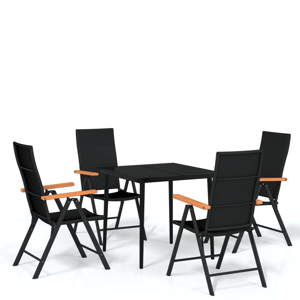 Set Mobili da Pranzo per Giardino 5 pz Nero cod mxl 41007