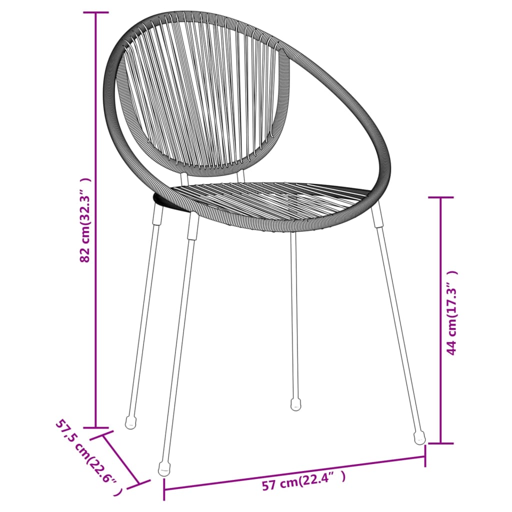 Set Mobili da Pranzo per Giardino 3 pz Nero 3099131