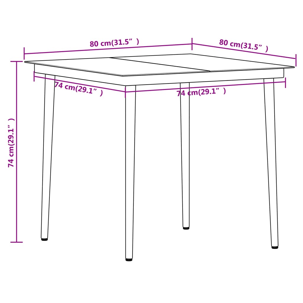 Set Mobili da Pranzo per Giardino 3 pz Nero 3099131