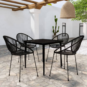 Set da Pranzo da Giardino 5 pz Nero 3099132