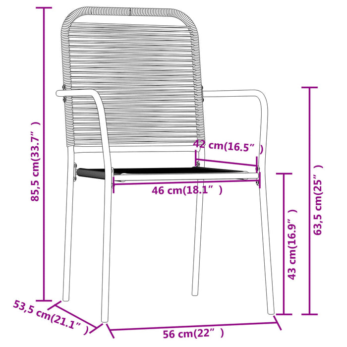 Set Mobili da Pranzo per Giardino 3 pz Nero cod mxl 39837