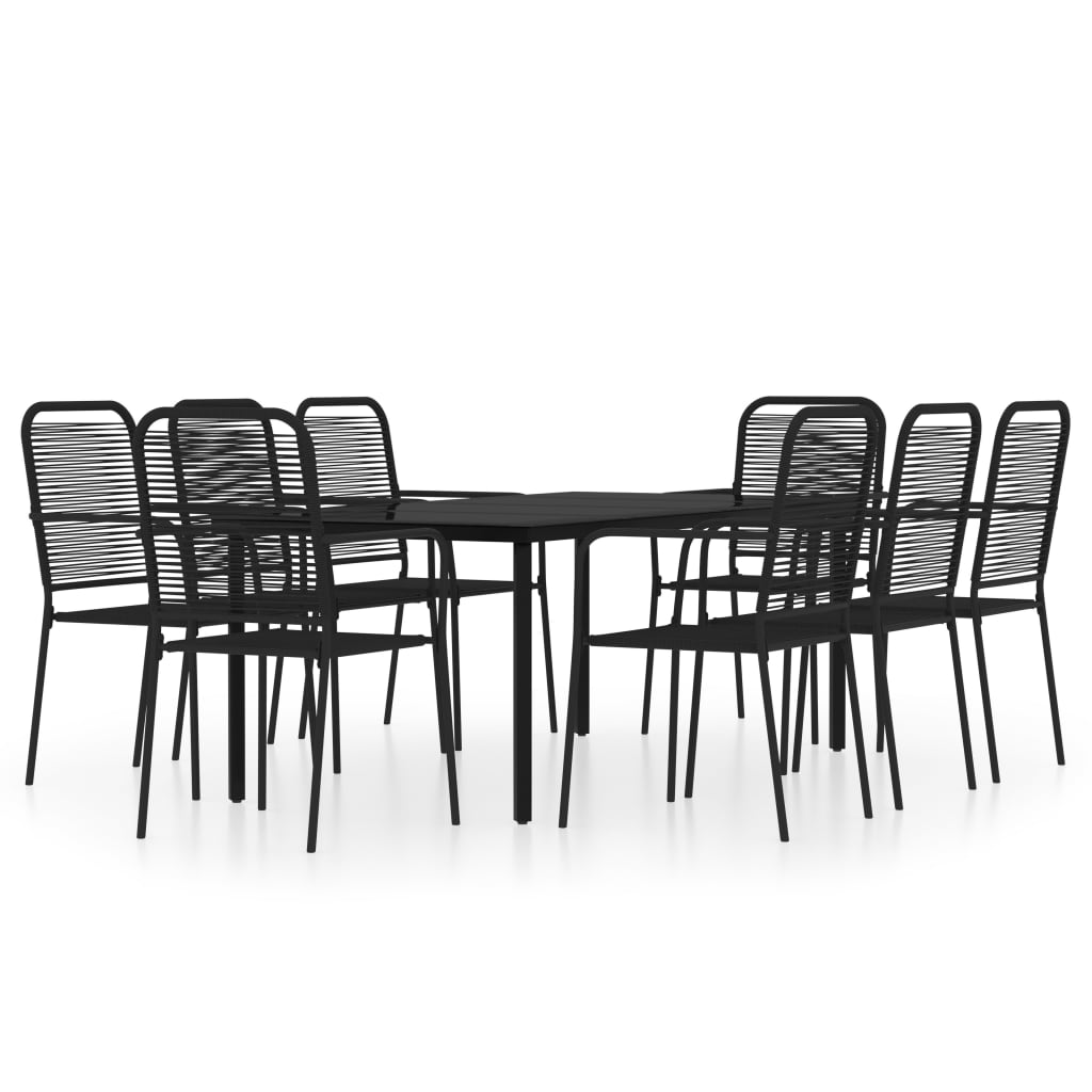 Set da Pranzo per Giardino 9 pz con Cuscini Nero 3099142