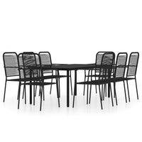 Set da Pranzo per Giardino 9 pz con Cuscini Nero 3099142