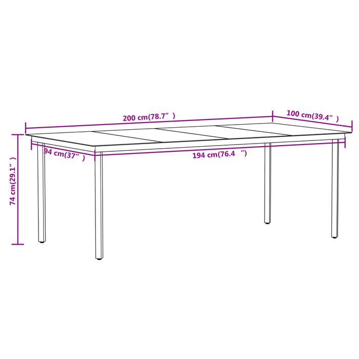 Set da Pranzo per Giardino 9 pz con Cuscini Nero 3099142