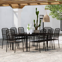 Set da Pranzo per Giardino 9 pz con Cuscini Nero 3099142