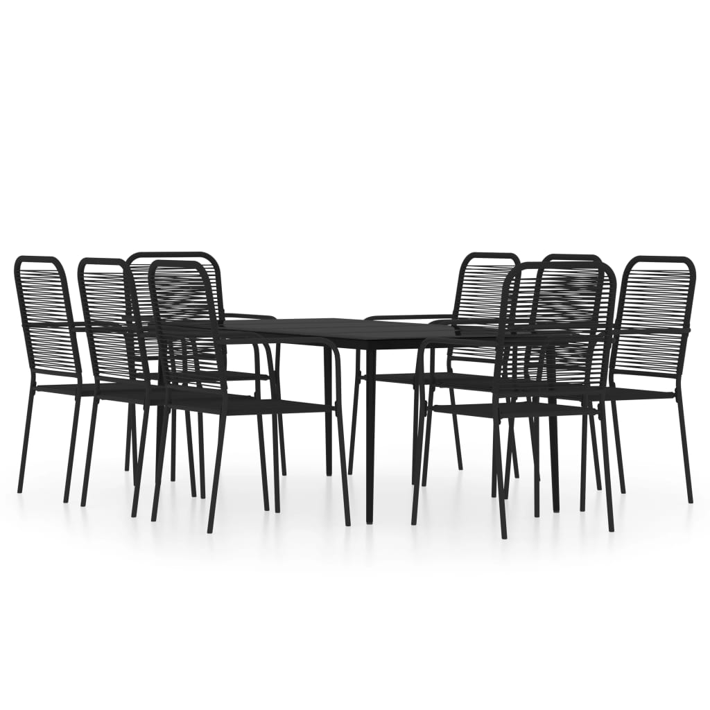 Set da Pranzo per Giardino 9 pz con Cuscini Nero 3099148