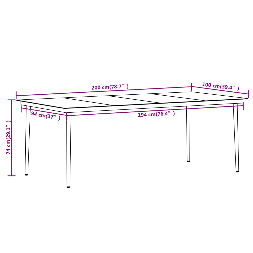 Set da Pranzo per Giardino 9 pz con Cuscini Nero 3099148