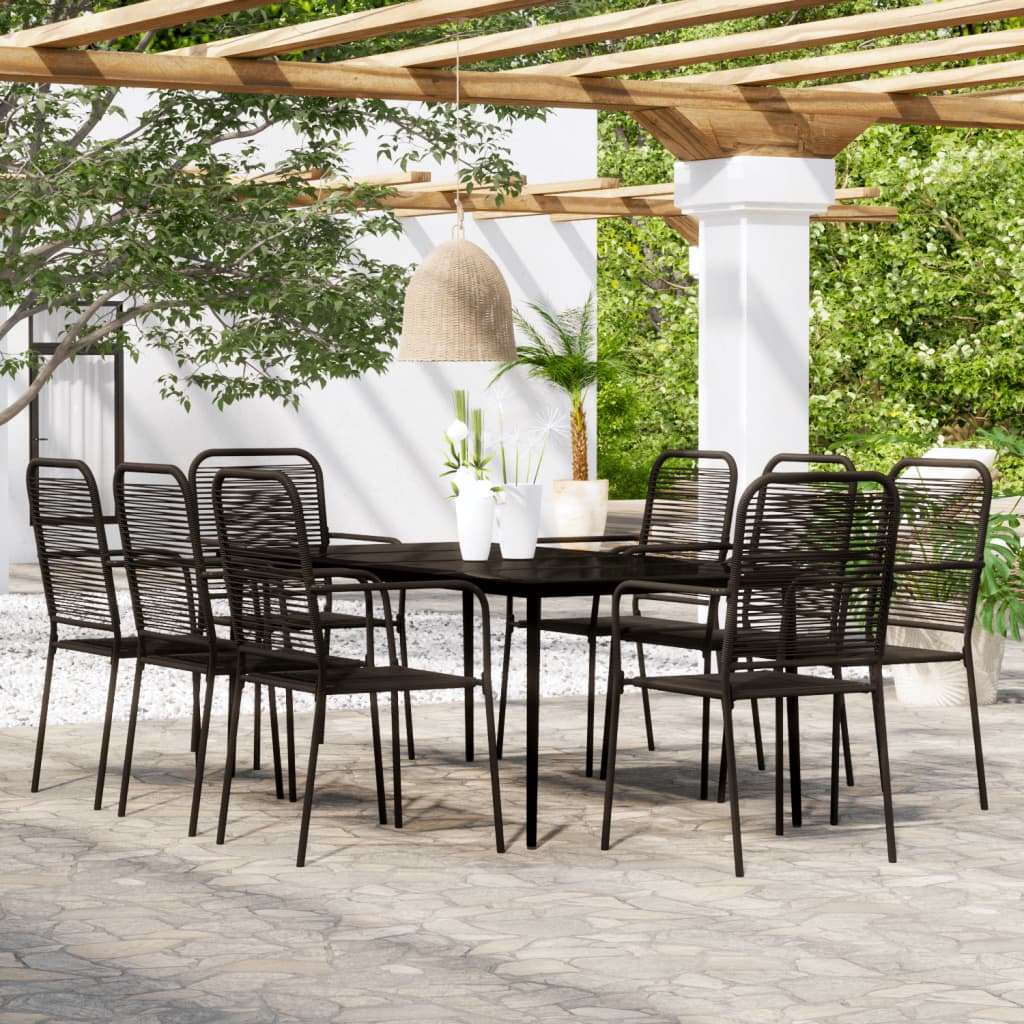 Set da Pranzo per Giardino 9 pz con Cuscini Nero 3099148