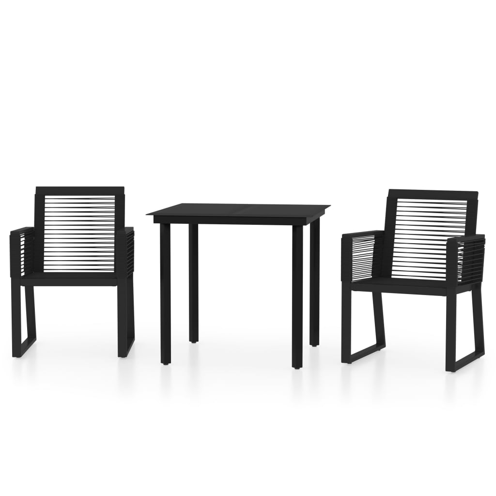 Set Mobili da Pranzo per Giardino 3 pz Nero 3099149