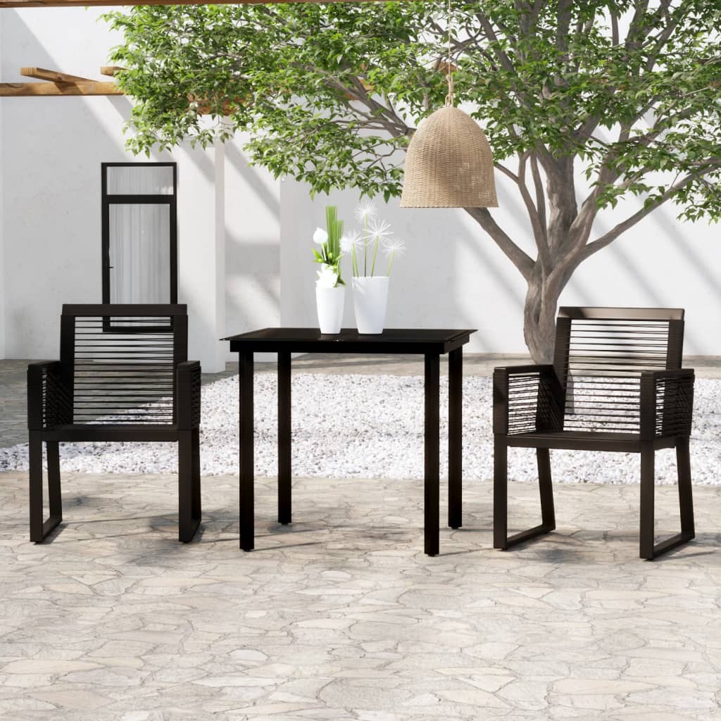 Set Mobili da Pranzo per Giardino 3 pz Nero 3099149