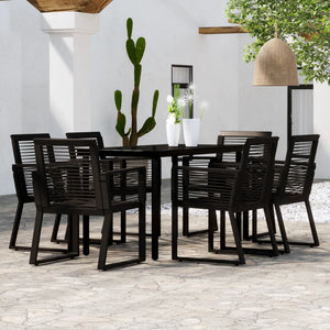 Set Mobili da Pranzo per Giardino 7 pz Nero cod mxl 44642