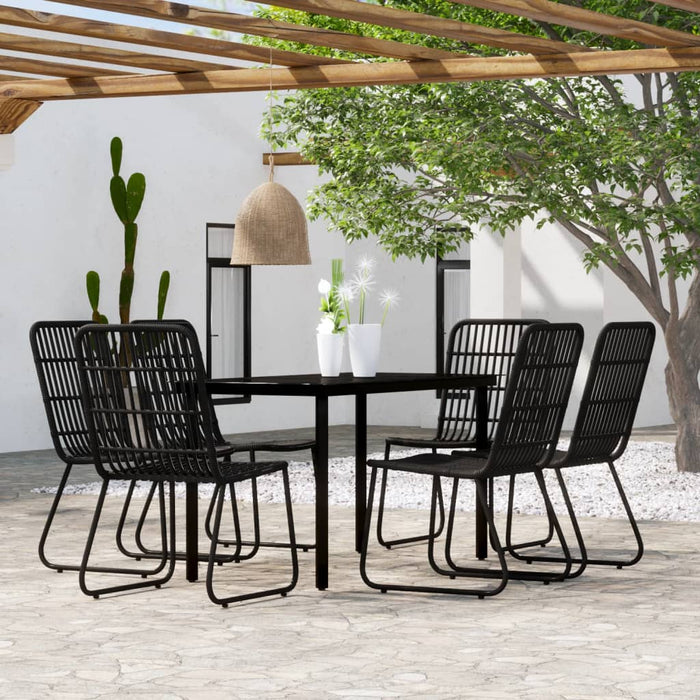 Set Mobili da Pranzo per Giardino 7 pz Nero 3099170