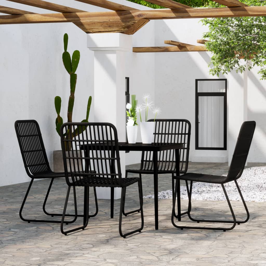 Set Mobili da Pranzo per Giardino 5 pz Nero cod mxl 41563