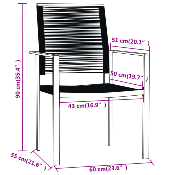 Set Mobili da Pranzo per Giardino 5 pz Nero cod mxl 35497