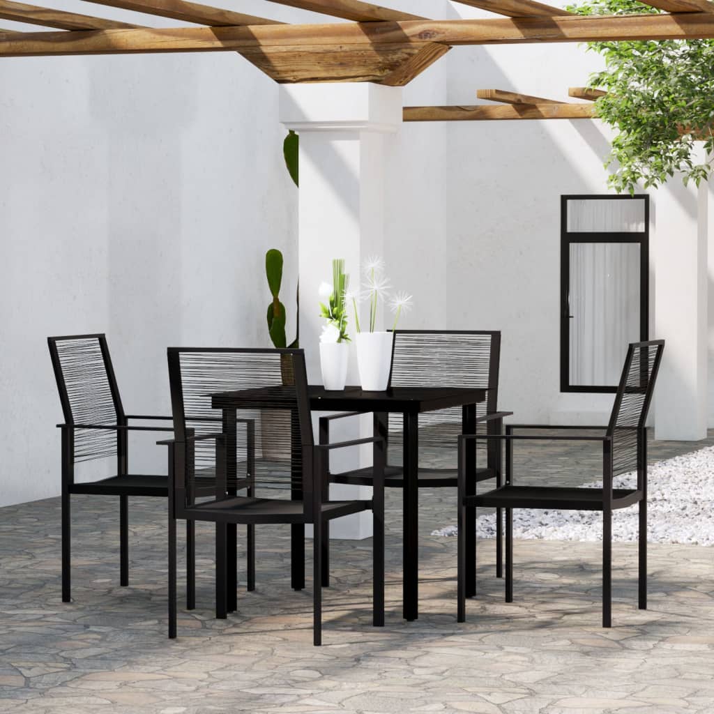 Set Mobili da Pranzo per Giardino 5 pz Nero cod mxl 35497