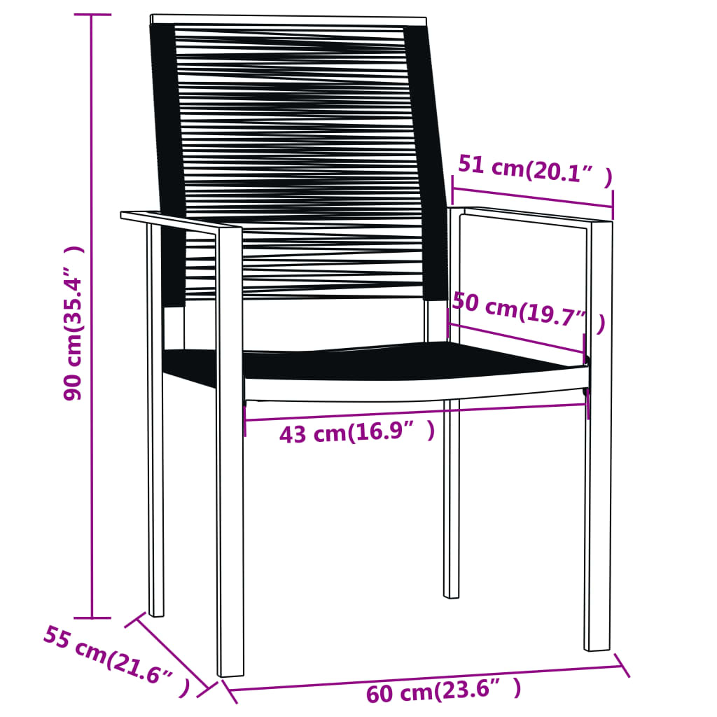 Set da Pranzo da Giardino 7 pz Nero 3099200