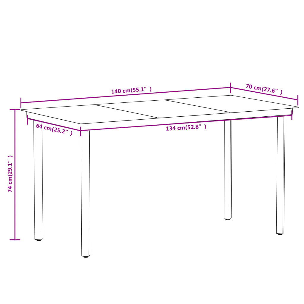 Set da Pranzo da Giardino 7 pz Nero 3099200