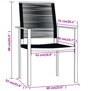 Set Mobili da Pranzo per Giardino 3 pz Nero cod mxl 40952