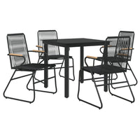 Set da Pranzo da Giardino 5 pz Nero in Rattan PVCcod mxl 73543